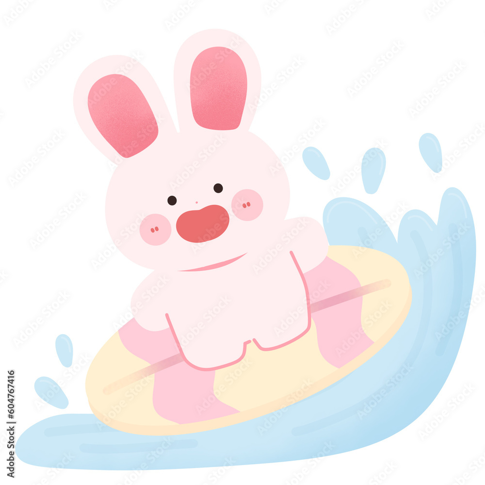 little bunny surfing on surfboard on transparent background little bunny surfing on surfboard on transparent background