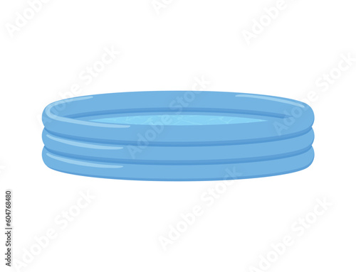 Inflatable pool for kids outdoor activity flat vector illustration isolated.