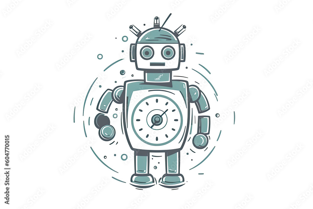 Robot sketch icon. Bot sign design. Chatbot symbol concept. Voice support service bot. Online support bot.AI Generative