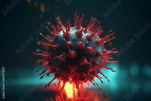 Health care and medicine concept. Abstract round virus model in 3D style. Generative AI