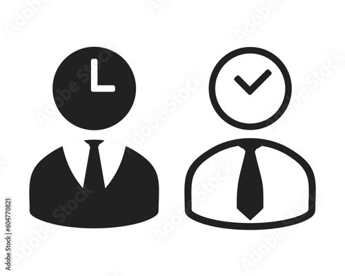 Person overtime, attendance icon. Illustration vector