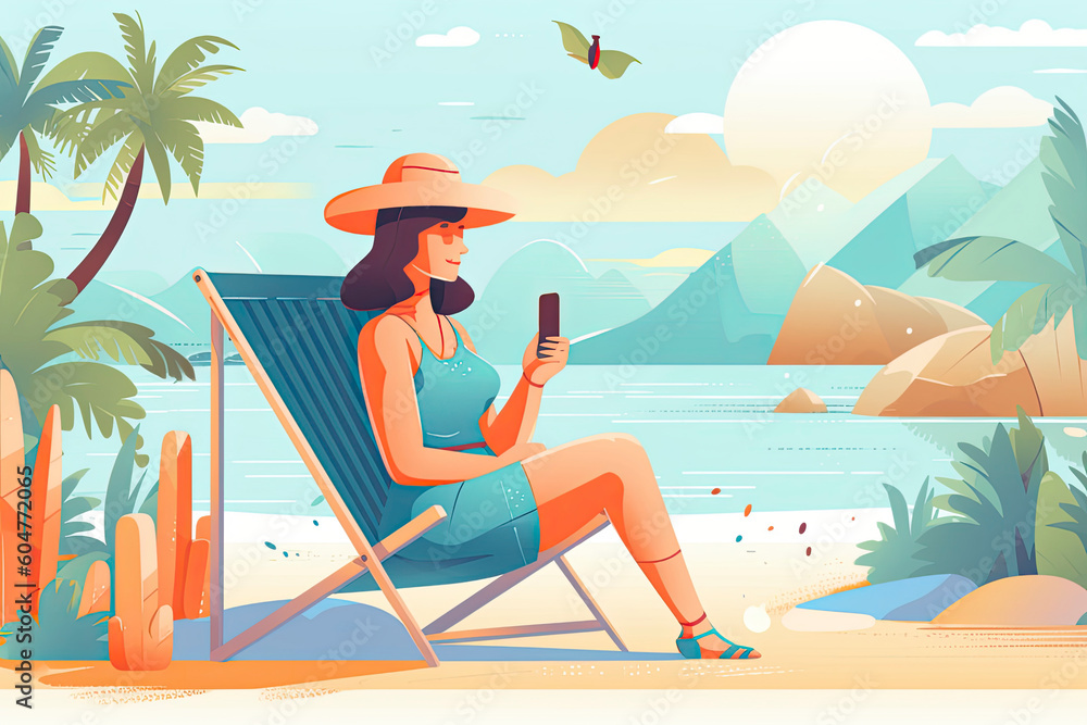 Chatbot helping to plan a vacation or holiday getaway.AI Generative