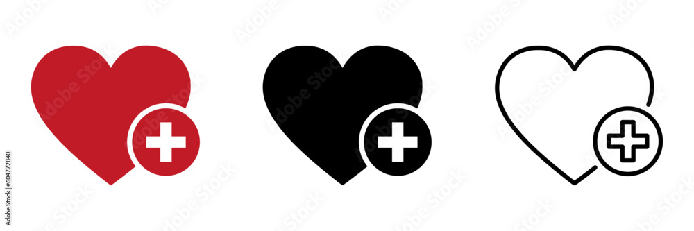 Favorite icon with plus vector icons. Favorite symbols set Favorite icon with plus vector icons. Favorite symbols set