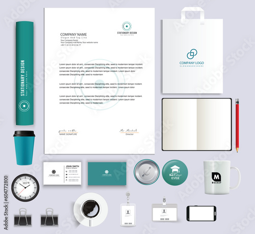 stylish business stationery items set with Vector Design 