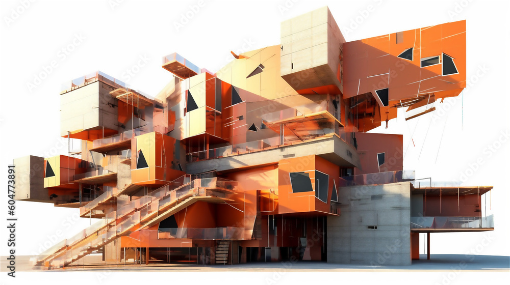 Generative AI, Fragmented Illusion: A Deconstructivist Building Design