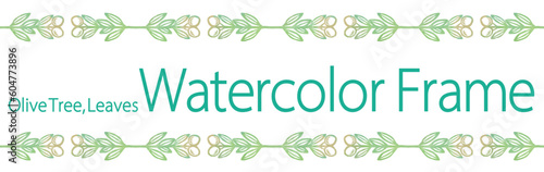 オリーブの実と葉を使ったデザインのテンプレート。水彩風、ベクター素材。