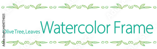 オリーブの実と葉を使ったデザインのテンプレート。水彩風、ベクター素材。