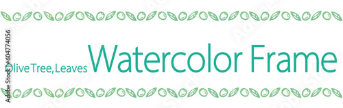 オリーブの実と葉を使ったデザインのテンプレート。水彩風、ベクター素材。