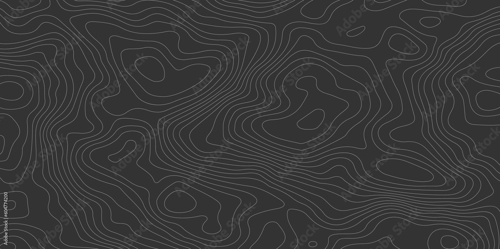 Abstract wave curved lines topographic contours map background. Abstract geographic wavy and curve grid lines map background.