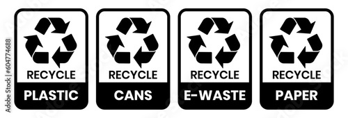 Set of symbols and signs for design of recycle label products.