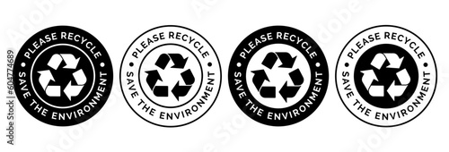 Set of symbols and signs for design of recycle label products.