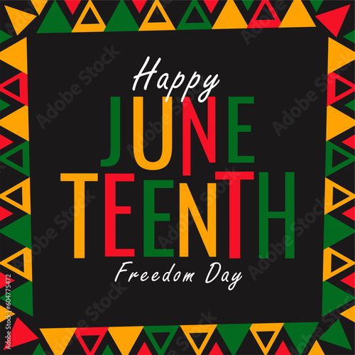 happy juneteenth text design with african pattern ornament