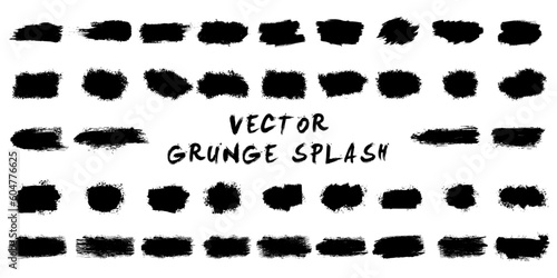 Paint ink splatter  stains set. Splash of paints with drops. High level of tracing and many details. Illustration splash and drip design. Vector grunge set