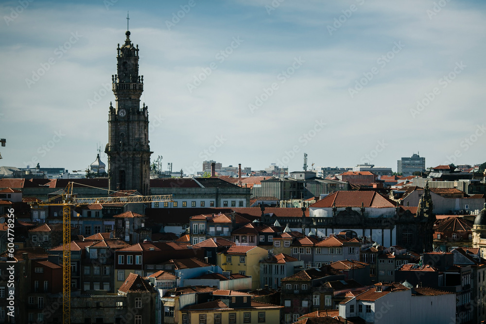Rooftops in the historic center of Porto, Portugal.