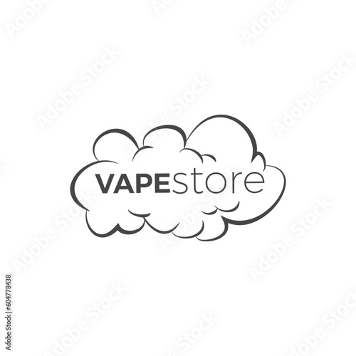 Vape store logo or icon, outline vector illustration isolated on white background.