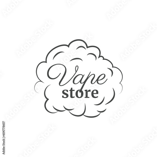 Vape store or shop emblem or signboard design vector illustration isolated.