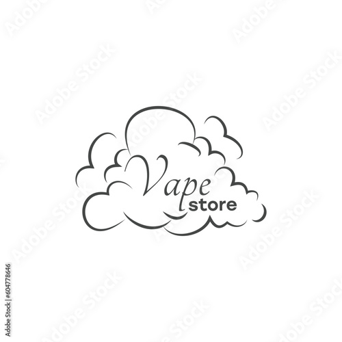 Vape store or shop logo, monochrome vector illustration isolated on white background.