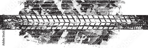 Vector Print Textured Tire Track . Design Element . Car tread silhouette . Mud splash grunge texture