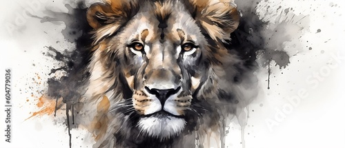 Monochromatic illustration of a lion. © Gabriel