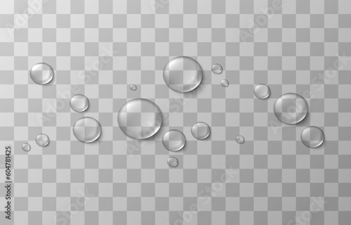 Vector drops of water. Drops png. Drops on the surface, on the glass png. Drops after rain. Condensation on the surface, on the glass.