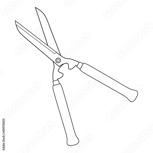 a garden shears line vector illustration
