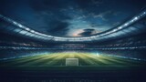 A Captivating View of an Empty Soccer Stadium. Generative AI