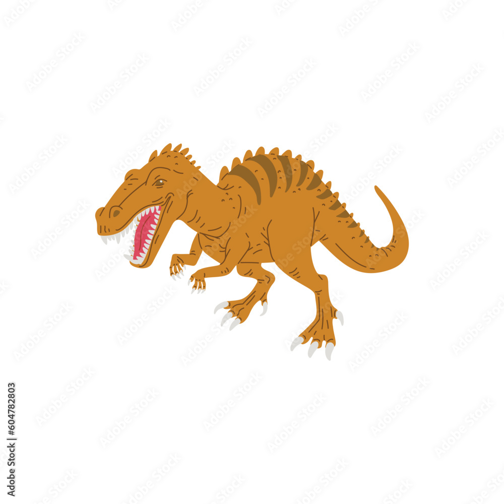Tyrannosaurus dinosaur, flat vector illustration isolated on white background.