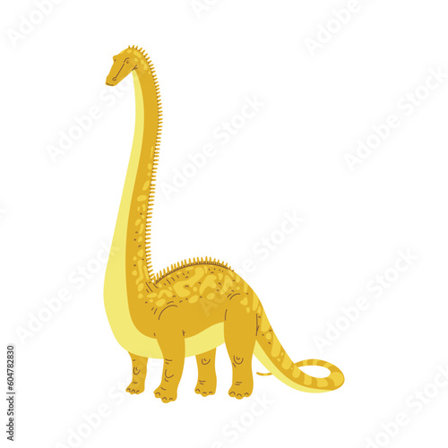 Brachiosaurus dinosaur animal of Jurassic era, flat vector illustration isolated. © sabelskaya