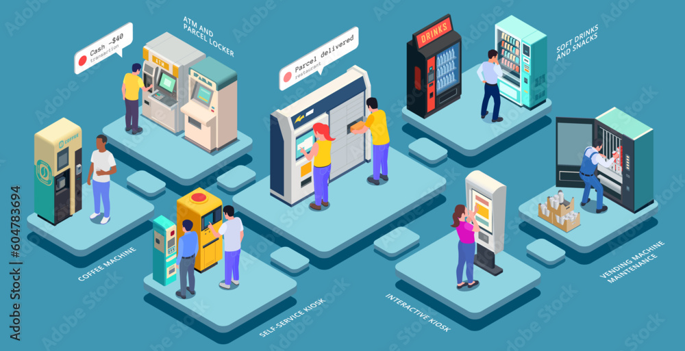 Multistore Vending Isometric Composition Multistore Vending Isometric Composition