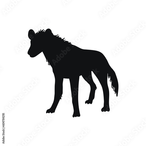 Hyena animal silhouette  flat vector illustration isolated on white background.