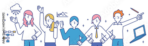 データサイエンティストの職業に就く男性と女性のイラスト