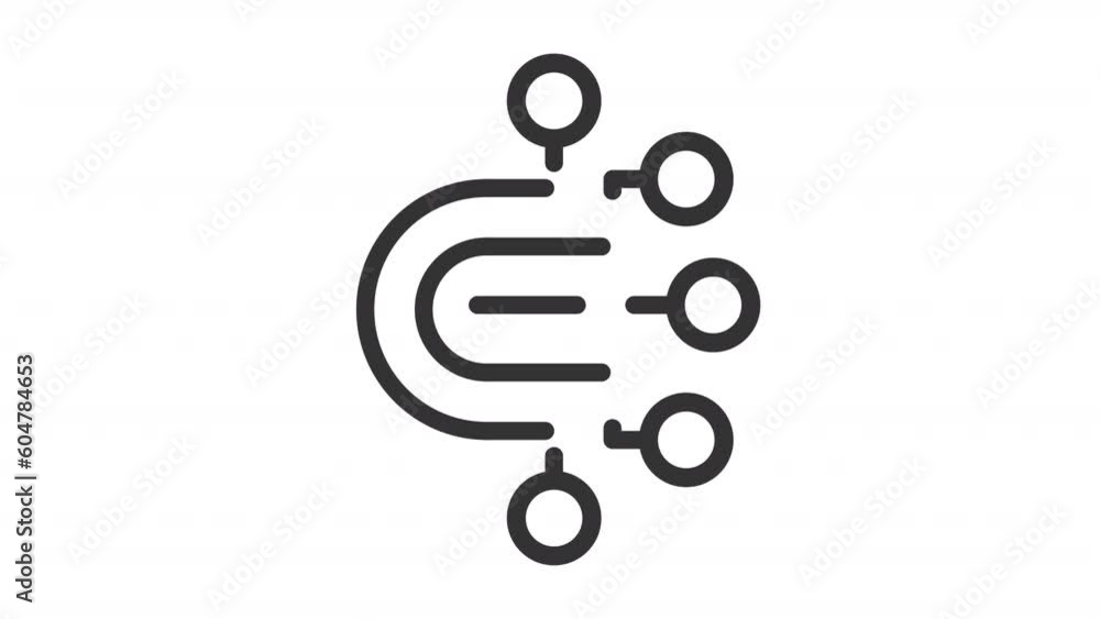 Digital data icon animation. Animated line machine learning. Computer science. Artificial intelligence. Loop HD video with alpha channel, transparent background. Outline motion graphic Digital data icon animation. Animated line machine learning. Computer science. Artificial intelligence. Loop HD video with alpha channel, transparent background. Outline motion graphic