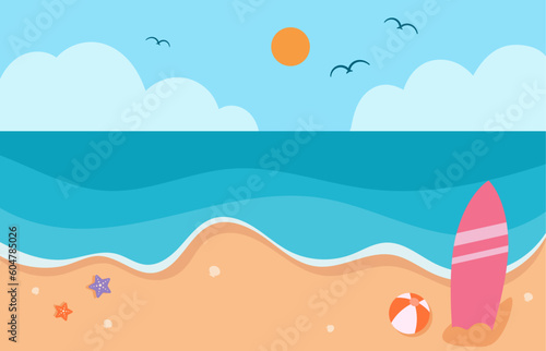 Summer beach background illustration design