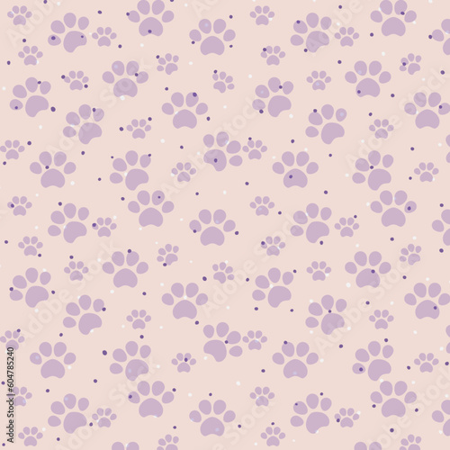 Paw Pattern With Polka Dots