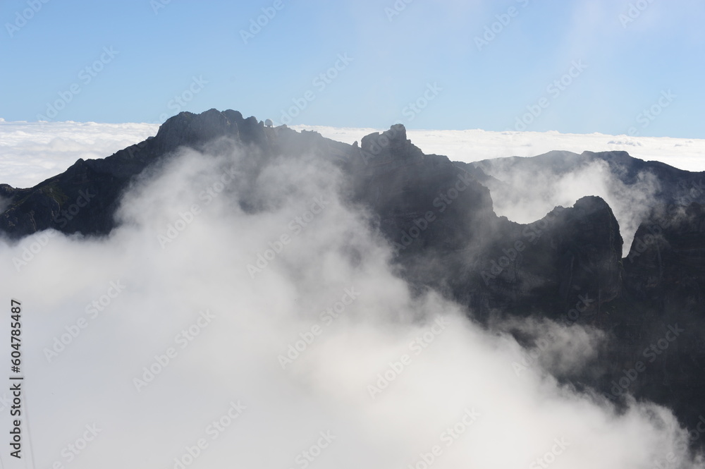 Clouds over mountains in Madeira island, Portugal