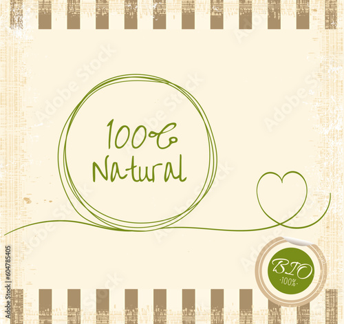 Square Eco poster with doodle frame and label on paper texture. Sustainable development of strategy approach to zero waste, responsible consumption. Eco-friendly concept