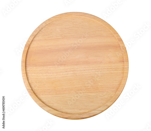 Board. Round Cutting board, wooden board on transparent png. top view.