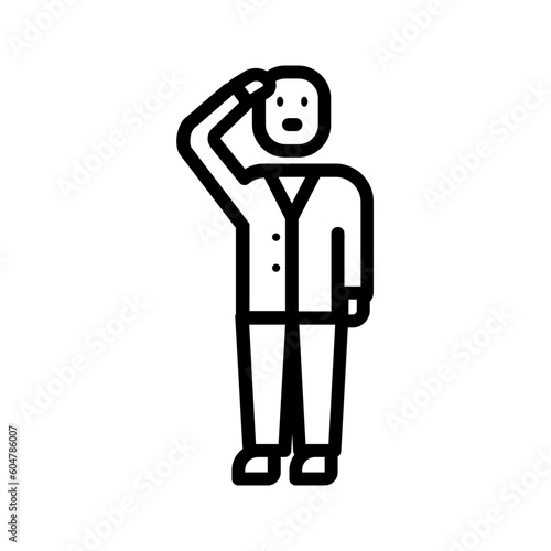 Black line icon for Salute