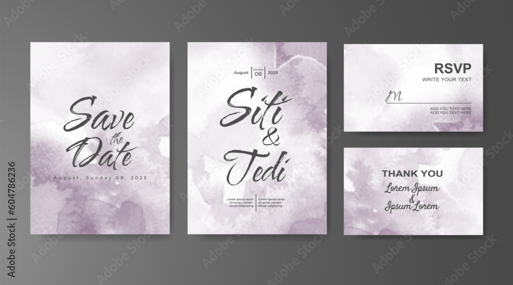 Wedding invitation with abstract watercolor background