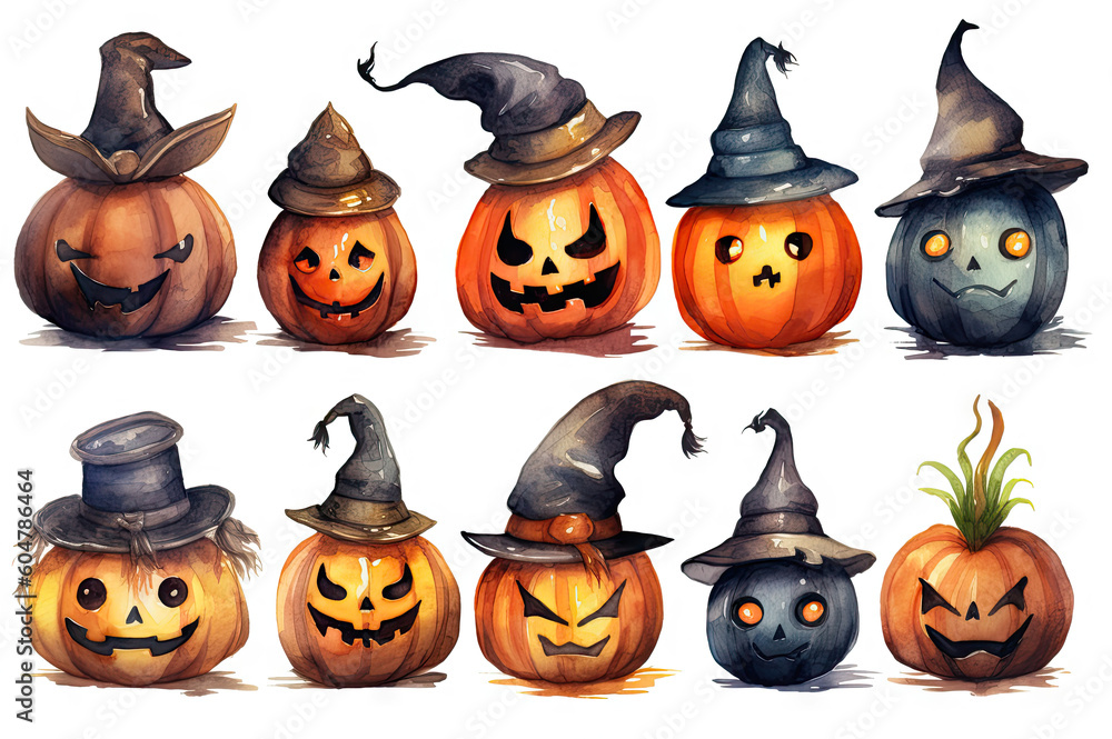 Jack-o-lanterns created with Generative AI technology Jack-o-lanterns created with Generative AI technology