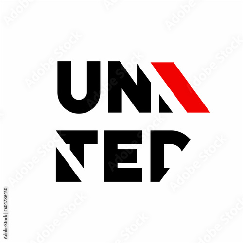 Abstract United word design with arrow sign concept. Can be used for t-shirt design.