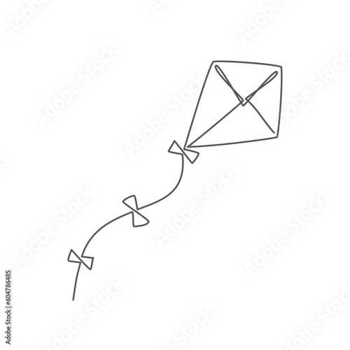 Kite One line drawing on white background