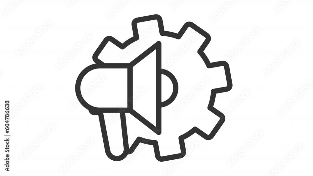 Animated ad settings line icon. Spinning gear with megaphone speaking animation. Digital advertising. Web service. Loop HD video with alpha channel, transparent background. Outline motion graphic Animated ad settings line icon. Spinning gear with megaphone speaking animation. Digital advertising. Web service. Loop HD video with alpha channel, transparent background. Outline motion graphic