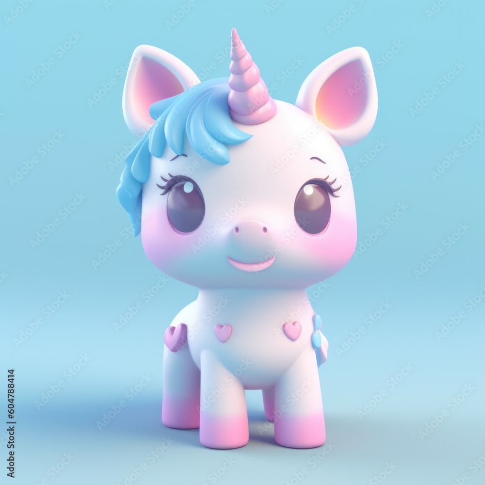 cute little friendly unicorn character, ai tools generated image