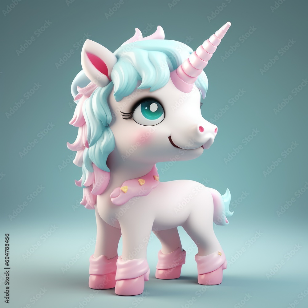 cute little friendly unicorn character, ai tools generated image Stock ...