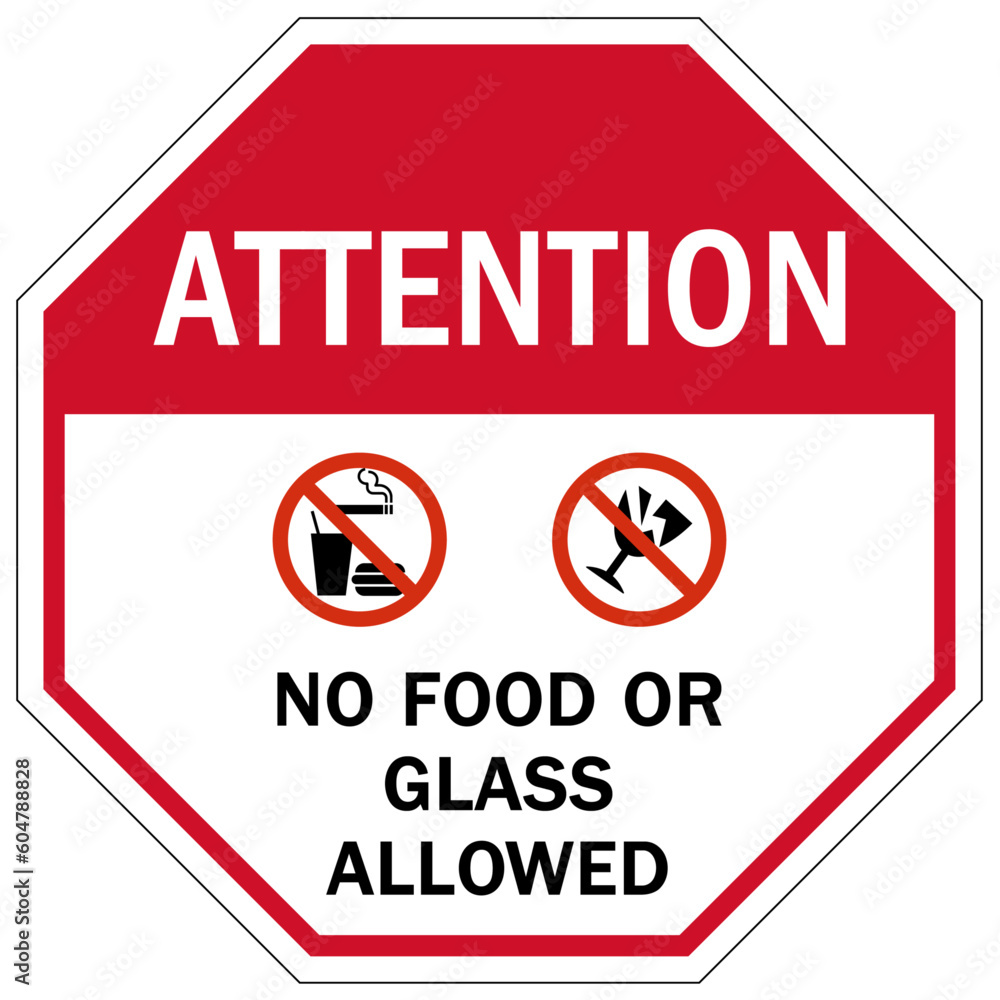 No food or drink in pool area warning sign and labels no food or glass allowed No food or drink in pool area warning sign and labels no food or glass allowed