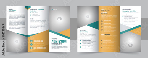 Kids school trifold brochure, educational trifold brochure template for school admission promotion