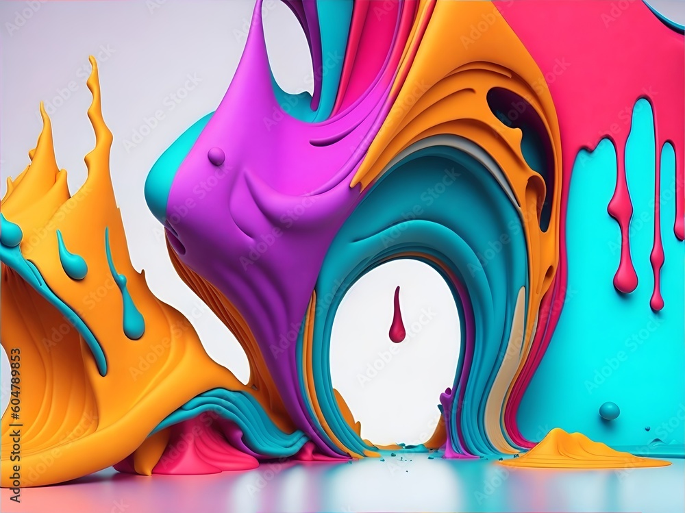 Colorful 3d liquid posters with abstract shapes splash Colorful 3d liquid posters with abstract shapes splash