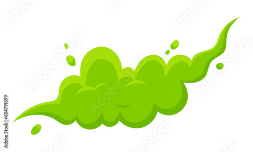 Smelling green cartoon smoke or fart clouds flat style design vector illustration. Bad stink or toxic aroma cartoon smoke cloud isolated on white background.