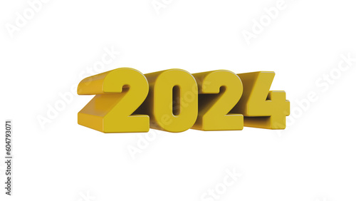 2024 Yellow Text 3D isolated